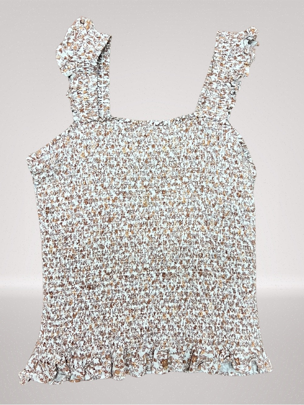 Cat & Jack Girls XL 14 Smocked Floral Ruffle Strap Tank Top